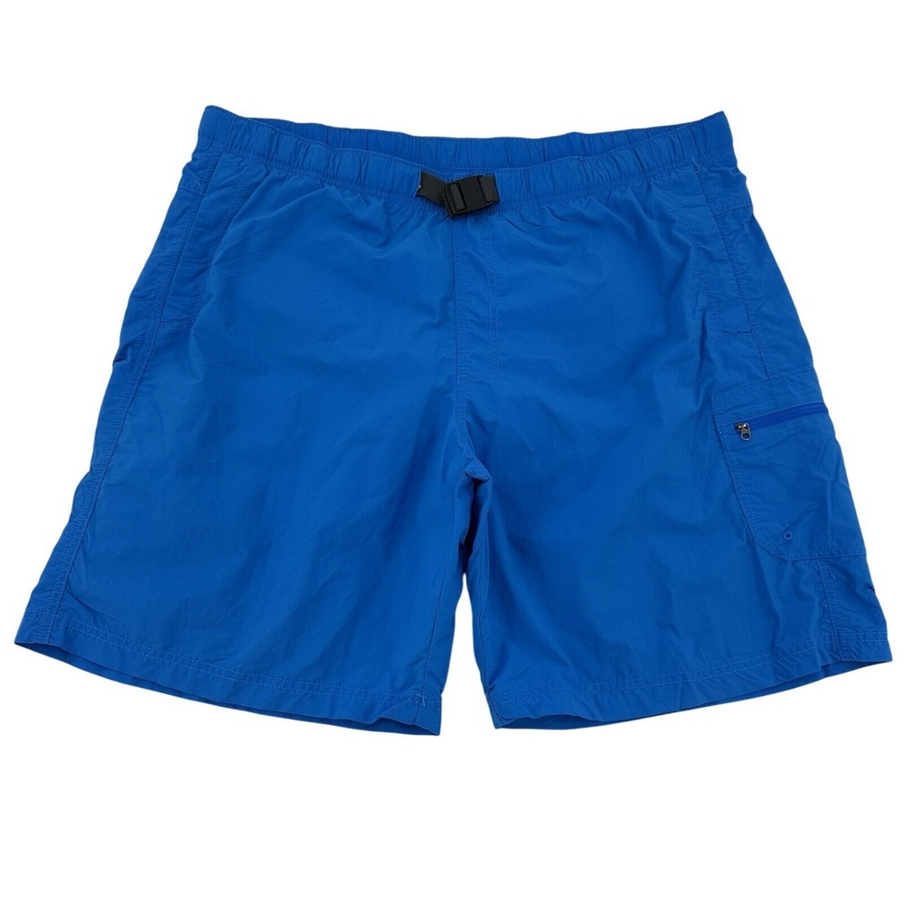 Columbia PFG Omni-Shade Blue Nylon Cargo Shorts 9L Integrated Belt Mesh Mens XL